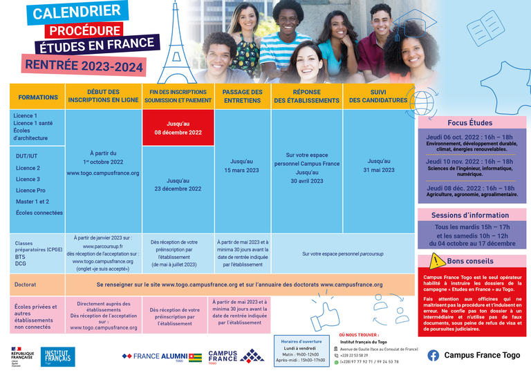 LE CALENDRIER DE LA PROCÉDURE 20232024 Campus France